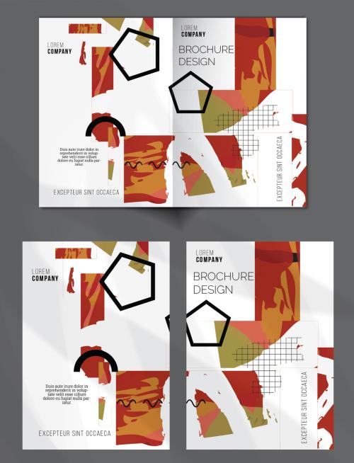 Brochure Cover Layout Geometric Shapes and Abstract Bright Rectangles on White