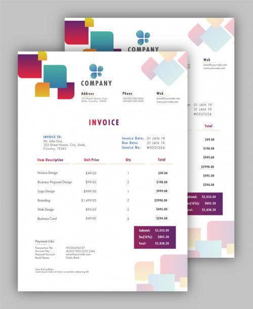 Minimal Business Invoice Layout in White Color