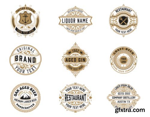 Set of 9 Vintage Logos and Badges