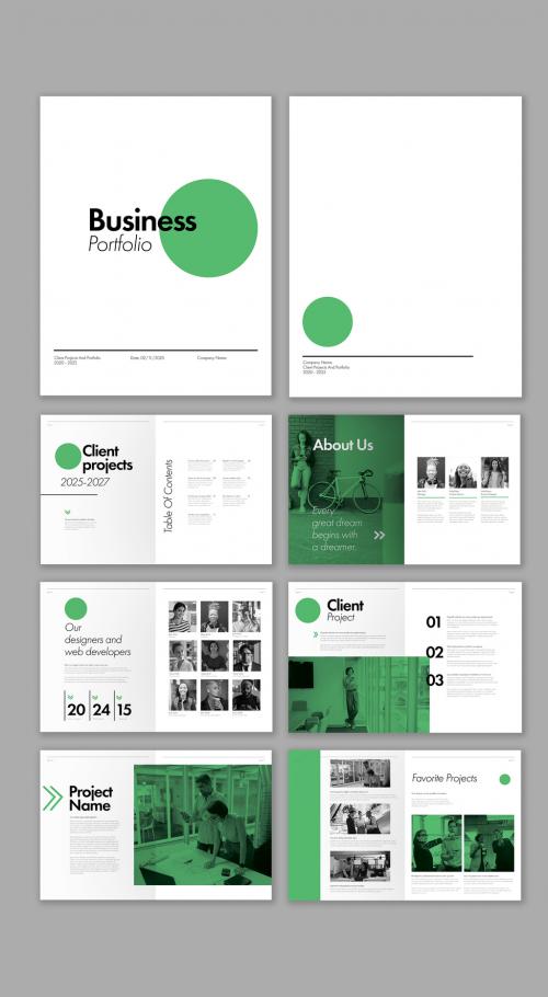 Business Brochure Layout with Green Elements