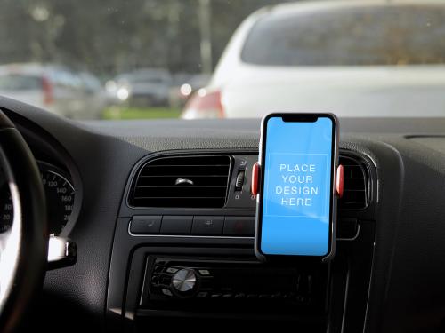 Smartphone Gps Navigator Mockup in the Car