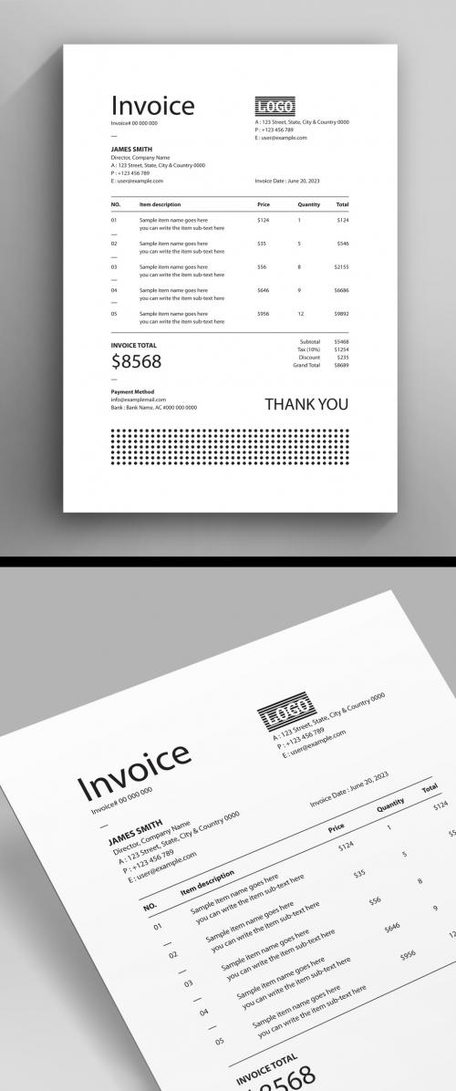 Simple Invoice Black and White Template