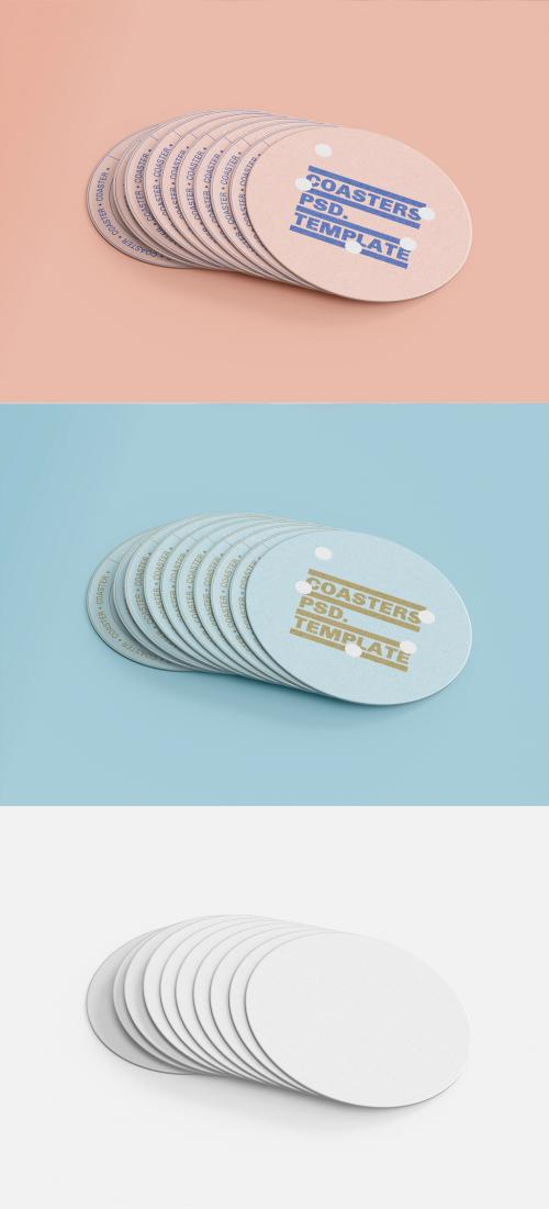 3D Paper Coasters Mockup