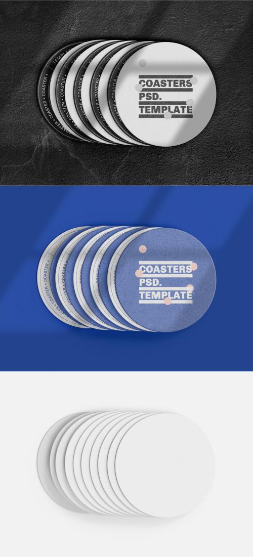 3D Round Coasters Mockup