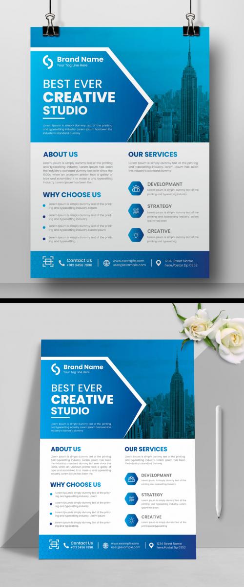 Business Flyer with Blue Accents