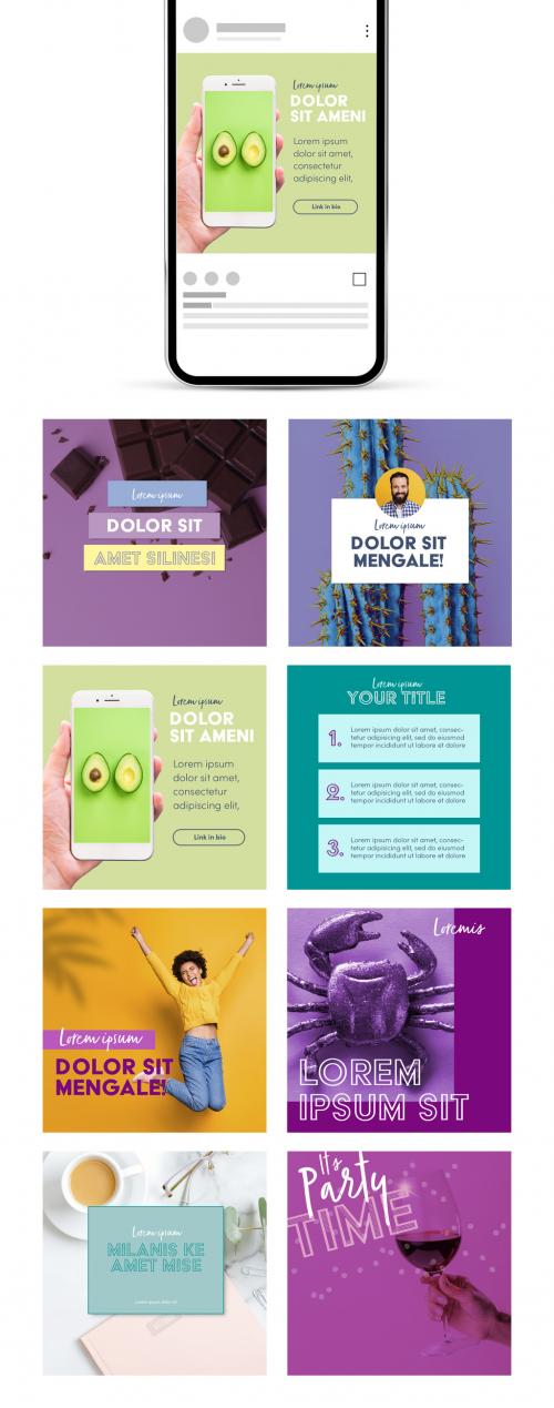 Colorful Social Media Post Bundle