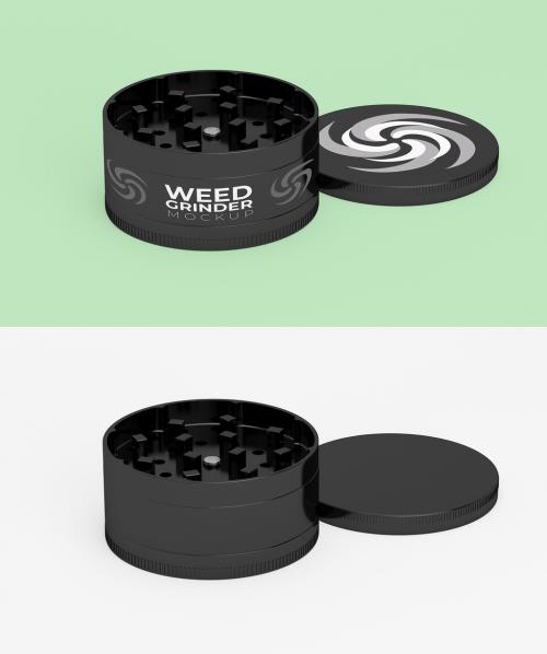 Open Black Metallic Weed Grinder Mockup