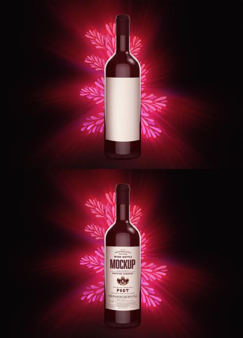 Color Light Bottle Mockup Flowers on Back