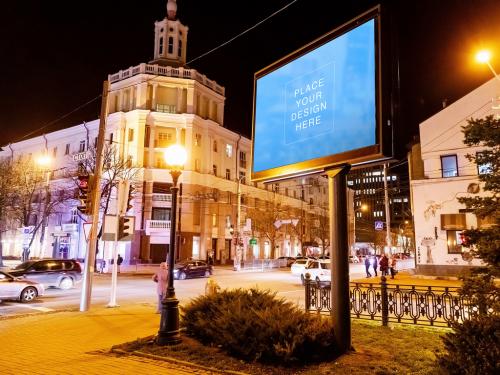 Night City Street Billboard Screen Mockup Layout