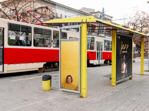 Tram Stop Billboards Posters Mockup Template