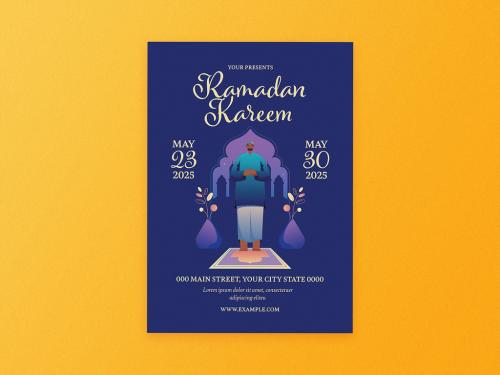 Moslem Prayer Ramadan Kareem Flyer Layout