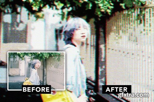 Color Halftone Retro Photo Effect V6A2F2Y