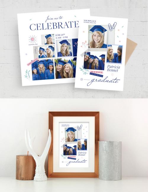 Graduation Photo Collage Postcard Printable Flyer