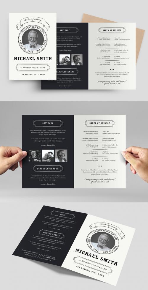 Simple Black White Funeral Program Layout