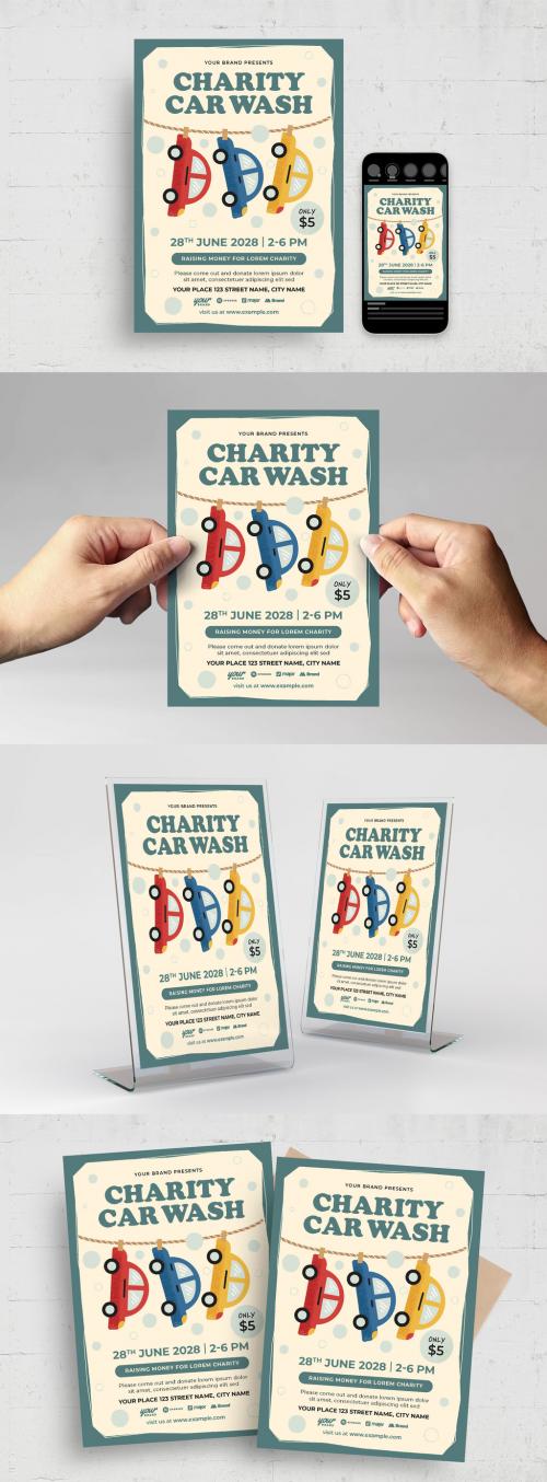 Cute Charity Car Wash Flyer Poster Layout