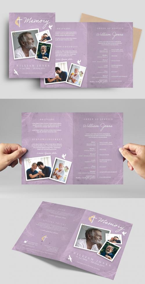 Rustic Purple Funeral Program Layout