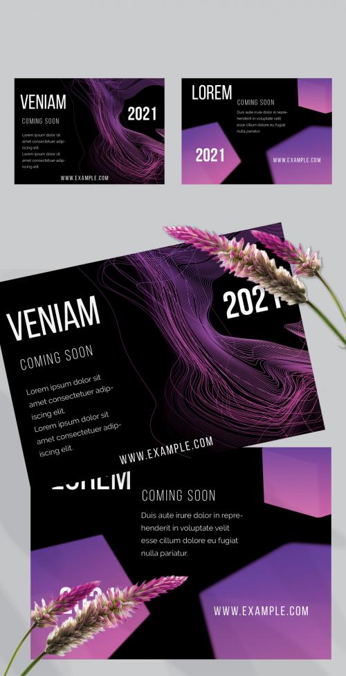 Flyer Layout with Abstract Motion Blur and Glowing Shape