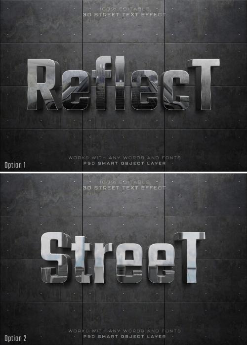 3D Glossy Text Effect Mockup with Reflective Urban Style