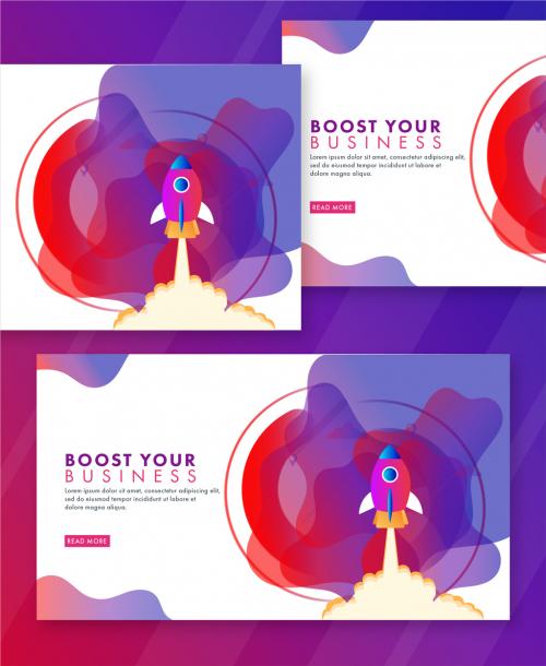 Responsive Landing Page Rocket Illustration