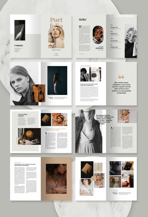 Portfolio Layout with Brown Accents