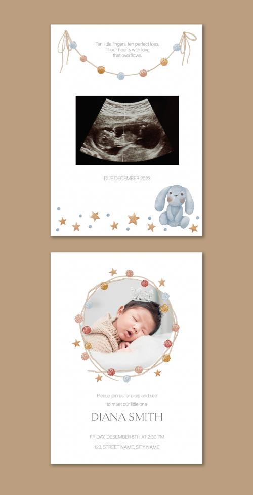 Watercolor Baby Introducing Cards Set