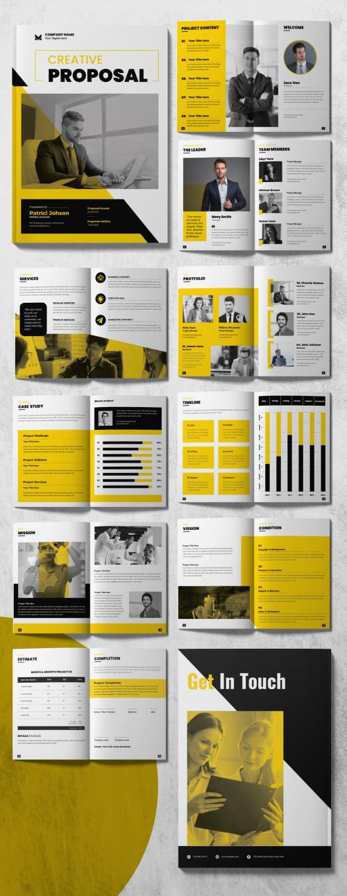 Project Proposal Brochure Layout with Yellow Accents