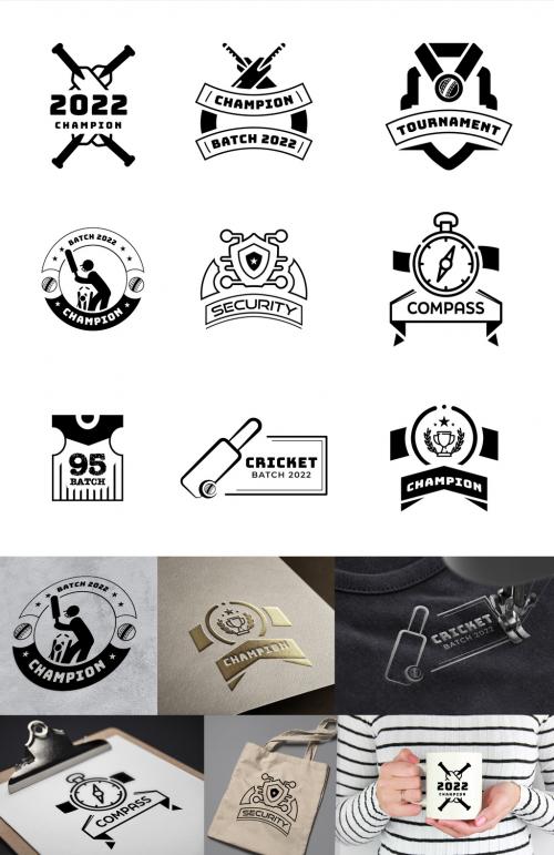 Badges Set of Cricket Club Badges Layout