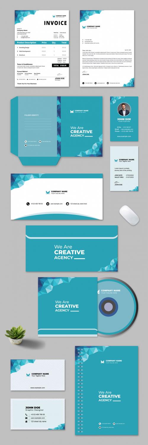 Stationery Set Layout with Colorful Design Elements