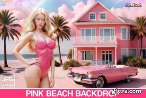 Pink Beach Backdrop, Dream House Summer