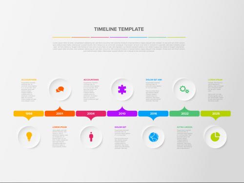 Seven Circle Steps Simple Timeline Process Infographic