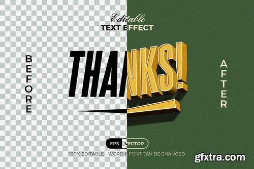 Thanks Yellow Text Effect 3D Vintage Style 9CYSVYZ