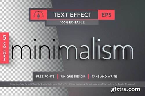 Minimalism Editable Text Effects, Graphic Styles UW2F2ER