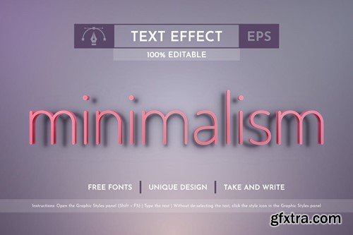 Minimalism Editable Text Effects, Graphic Styles UW2F2ER