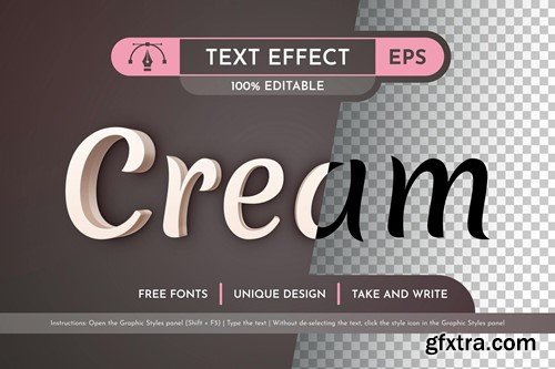 Cream Editable Text Effect, Graphic Style CNLD4JD