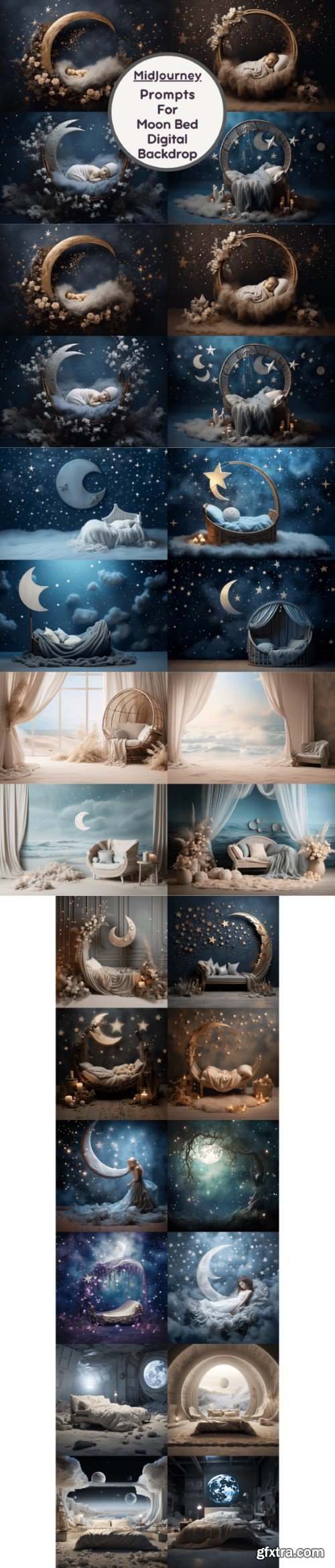 Moon Bed Digital Backdrops