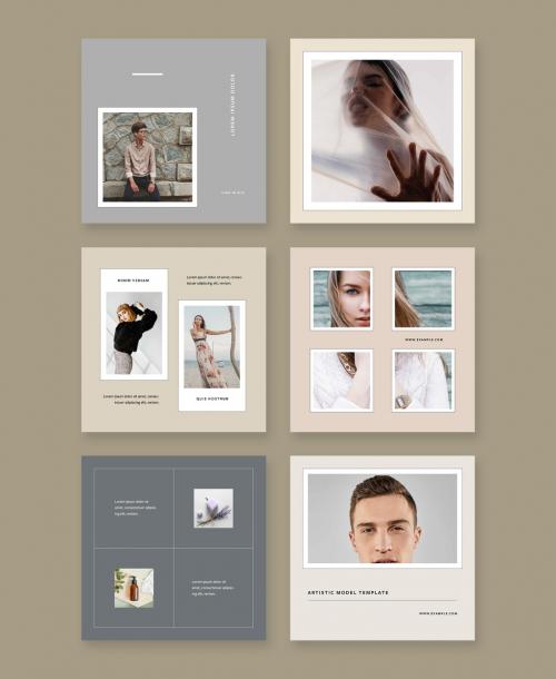 Vintage Social Layouts with White Photo Frames