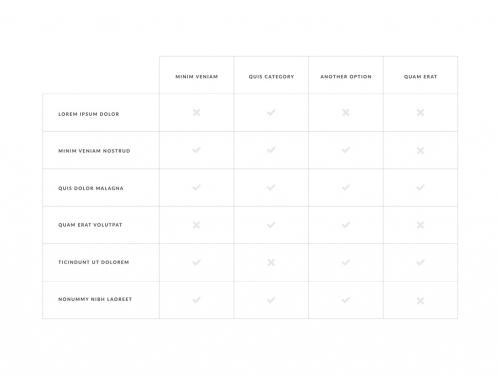 Minimal Business Table Layout with Simple Icons