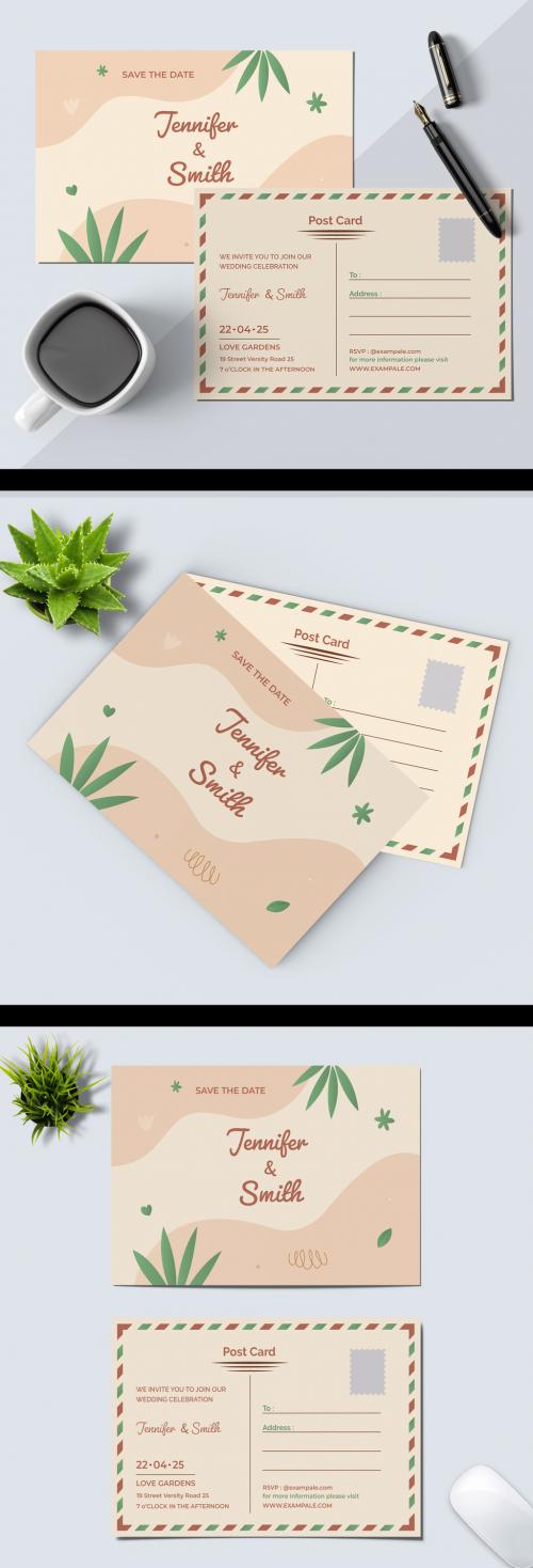 Hand-Drawn Style Floral Post Card Layout