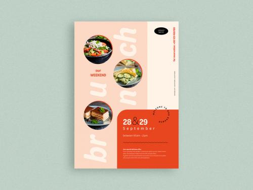 Brunch Flyer Layout with Photo Placeholders