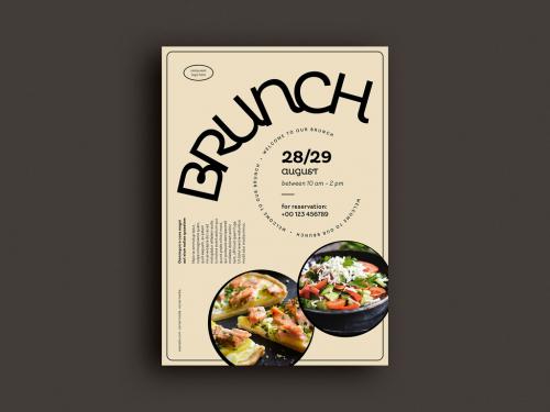 Minimal Brunch Flyer Layout with Photo Placeholders