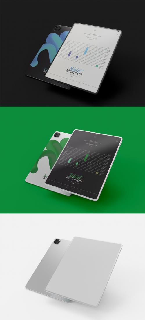 3D Two Sides of Flying Tablet Mockup