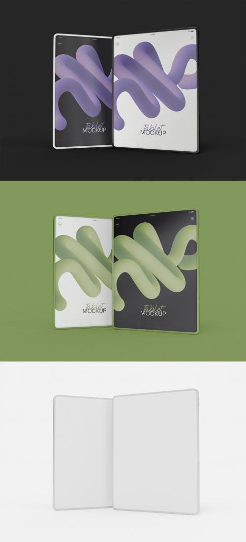 3D Two Vertical Tablets Screen Mockup