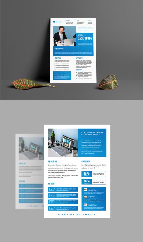 Business Case Study Layout with Blue Accents