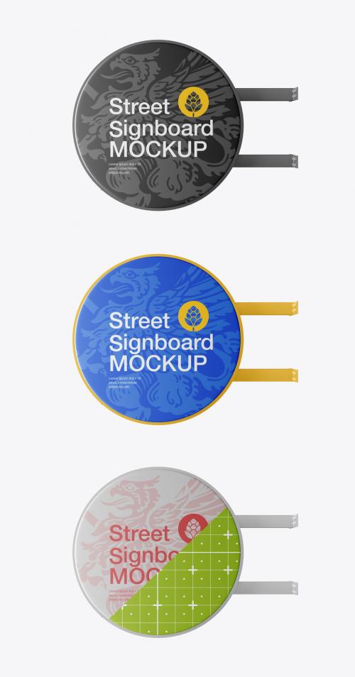 Round Signboard Wall Mockup