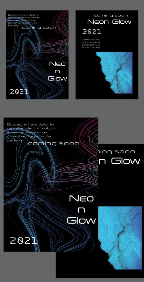 Flyer Layout with Bright Gradient Terranion Shape and Glow Net