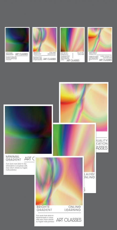 Flyer Layout with Bright Holographic Gradient Picture