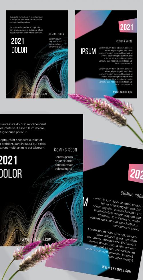 Flyer Layout with Motion Blur and Abstract Glowing Shapes