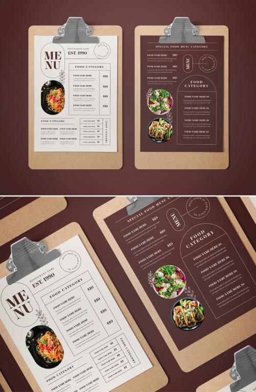 Minimalist Food Menu Layout