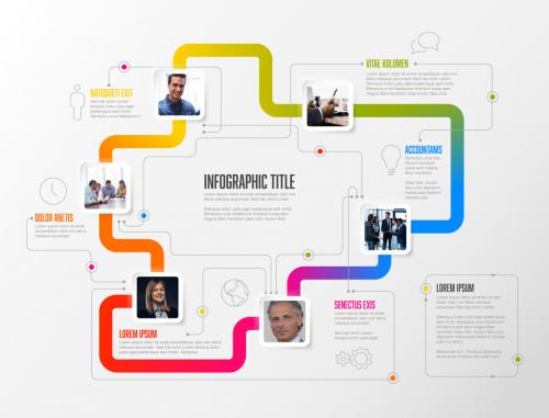 Infographic Company Milestones Timeline Template with Square Photo Placeholders