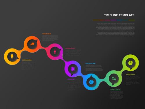 Infographic Milestones Dark Timeline Template with Circles